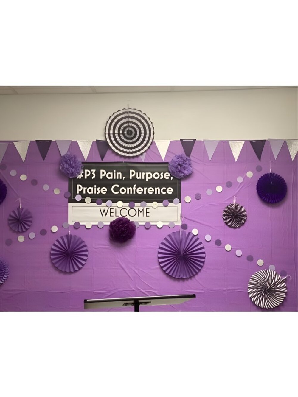 Party Decoration, 21 Pcs Purple and Lavender Hanging Paper Fans, Pom Pom